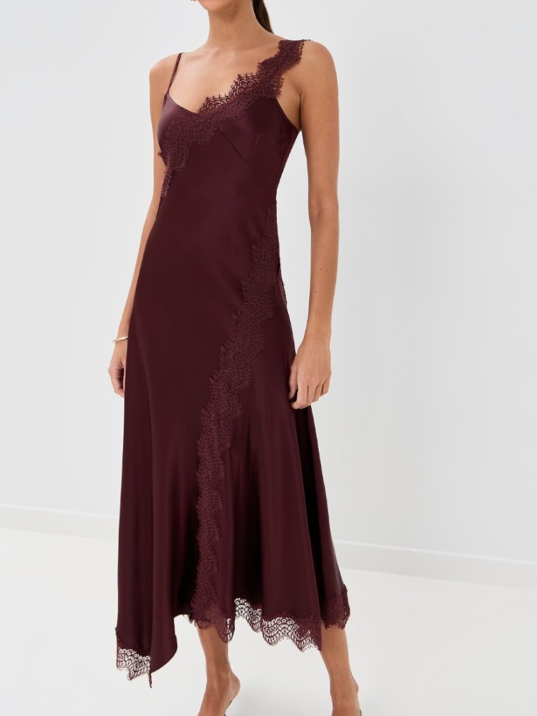 Veronica Beard Vernon Slip Dress, Burgundy, Size 2